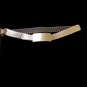 Retro Stretchy Metal Silver Tone Disco Belt